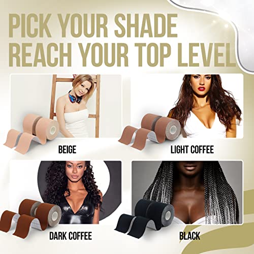 FASHLON Boob Tape (2-Roll, Safe for Sensitive Skin, Fits A-DD Cups), Boobtape for Large Breasts, Breast Tape Lift, Premium Breast Lift Tape, Body Tape for Breast, Boobytape for Breast Lift Beige