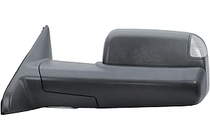 LONGLING Driver Left Side Door Towing Mirror Black Back Cover Power and Heated Glass with Turn Signal Light and Puddle Light Manual Folding and Temperature Sensor For Ram 1500 2500 3500 2009-2018