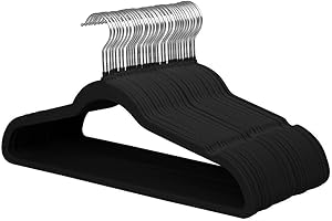 Stormix 36 Pack Velvet Hangers, 17.3 x 8.9 Inches Clothes Hangers, Non Slip Dresses Hangers with Shoulder Notches for Adult Black