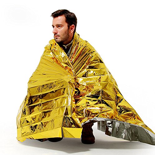 Weoxpr 6 Pack Gold Emergency Mylar Blanket Space Blanket - 52" x 84" for Outdoors, Hiking, Survival, Marathons or First Aid - Thumbnail 5