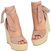 Womens Espadrilles Wedges Sandals Heels Open Toe Tie Lace Up Platform Ankle Strap Summer Dress Shoes