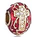 Pugster Red Drip Gum Celtic Cross Clear Swarovski Elements Crystal Faberge Egg Beads Fits Pandora Charms