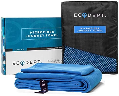 ECOdept Microfiber Travel Towel ~ Super Absorbent & Quick Dry ~ Essential Backbacking, Camping, Gym, Sports, Swimming & Beach Gear ~ Large 52" x 32" with Free Hand Towel in Gift Box