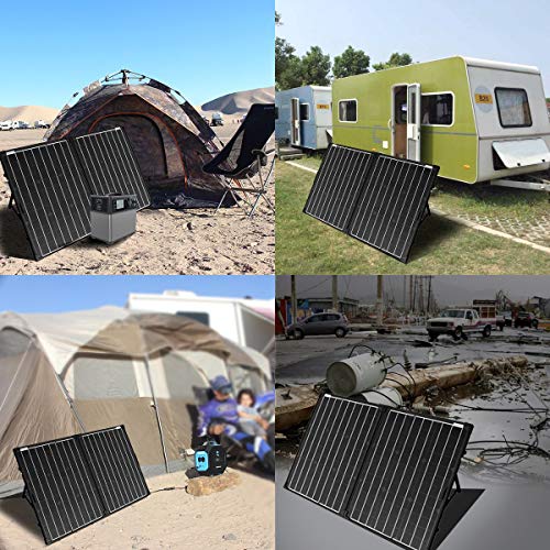 ACOPOWER 100W Mono Portable Foldable 2Pcs 50W Solar Panel Suitcase, Waterproof 20A 12V/24V LCD Charge Controller for Both 12V Battery and Generator