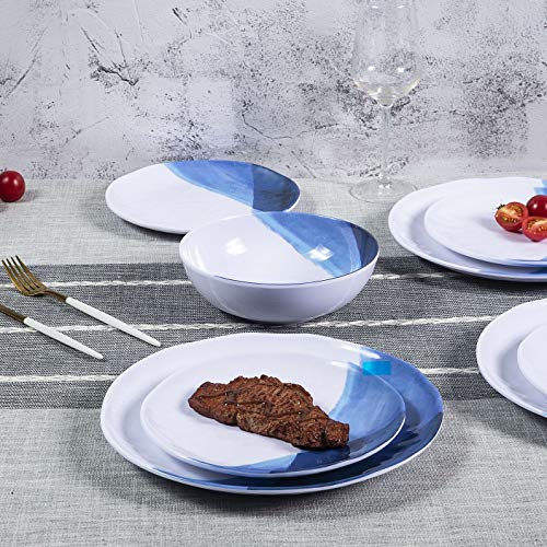 Melamine Plates and Bowls Set 12pcs Dinnerware Dishes Set for 4