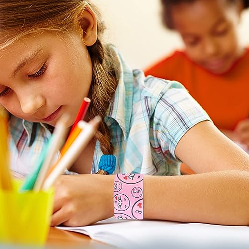 Shindel 96PCS Slap Bracelets Bulk, Kids Slap Wristbands Snap Bracelets Tie Dye Dinosaurs Mermaid Emotions for Party Favors Classroom Prizes Kids Birthday