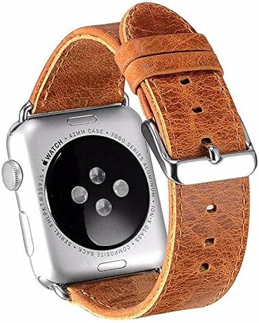 Cheree Apple Watch Band 38mm Genuine Leather Wristband with Retro Crazy Horse Style for iWatch Series 1 Series 2 (Brown)