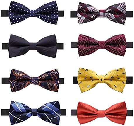 Consing 8 PACKS Elegant Adjustable Pre-tied bow ties for Men Boys in Different Colors (C)
