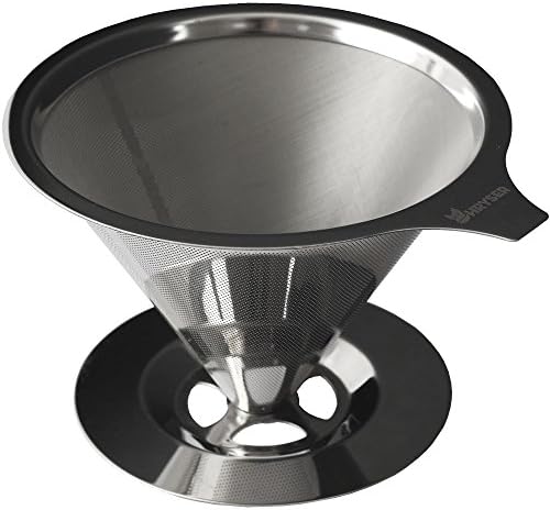 Pour Over Coffee Maker - Stainless Steel Permanent Dripper Serves up to 4 Cups of Robust Coffee and Tea - Reusable Cone-Shaped Filter for Brewed Coffee-No Plastic, nor Paper-Easy to Clean-Travel Size