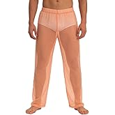 YINYOUYU Mens Mesh Pants See Through Underwear Pajama Bottoms Lounge Home Leggings Sleepwear Cool Dry Yoga Trousers