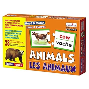StonKraft Read Animals & Associate (French) | Learn French | Learning Games | Educational Games & Toys | Matching Games for Kids & Toddlers