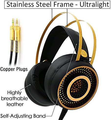 Markfive MK1 Comfortable Wearing Gaming Headset Hi-Fi Over-Ear Stereo Headphones Black Colour Round Hole Mesh Design with Volume Control Internal Mic and Adjustable Headband for PC Laptop Xbox PS4