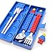 Brick Figure Spoon, Fork, Training Chopsticks and Case set for Toddler Kid Children (Blue)