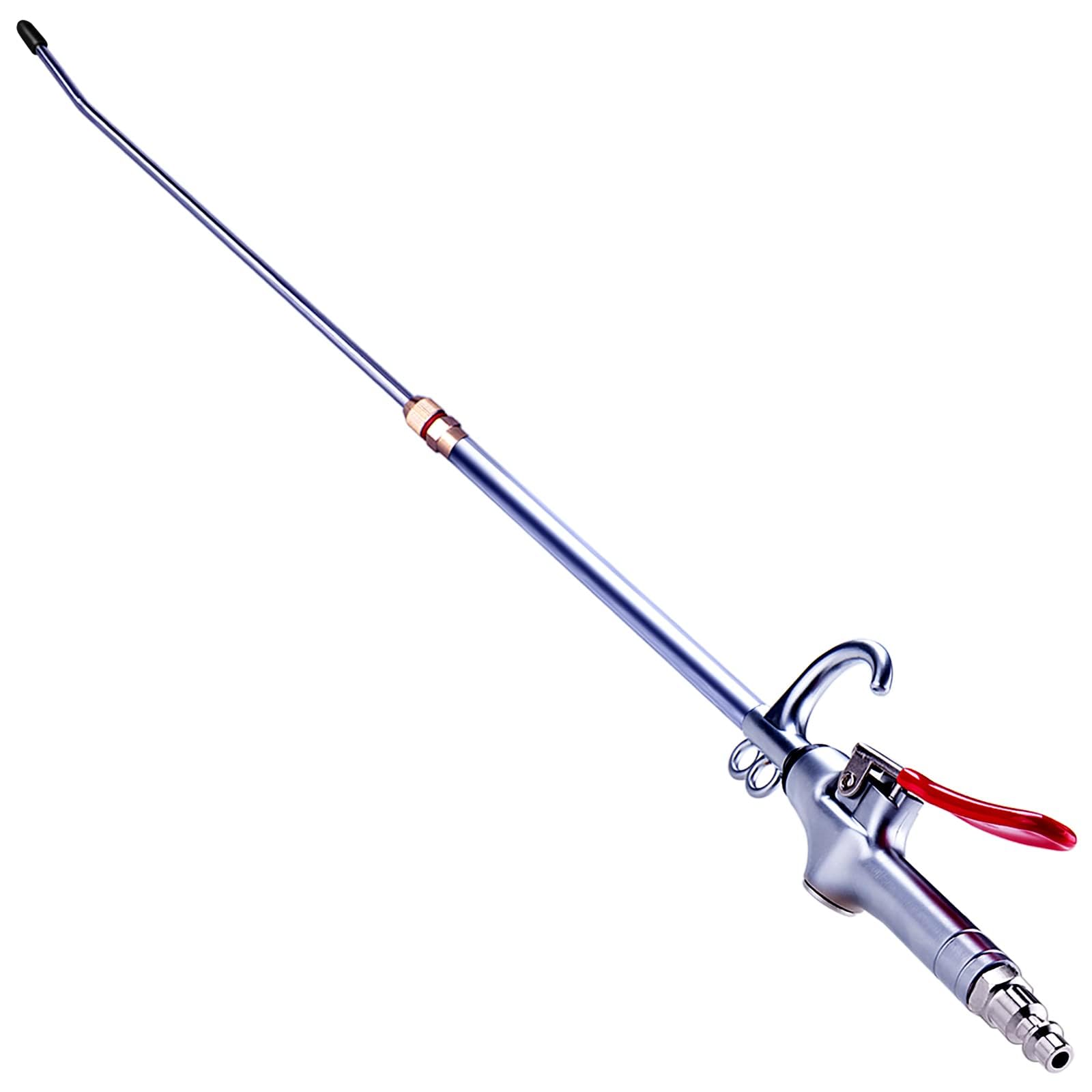 High Volume Powerful Industrial Air Blow Gun with 14-21 inch Extensible Stainless Steel Air Flow Nozzle,Pneumatic Air Compressor Accessories Tool Dust Air Blower Gun-Extended to 26 inch Total Size