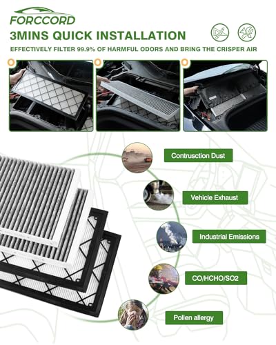 Forccord 6-Pack HEPA Cabin Air Filter Kit Fits for 2020-2025 2026 Tesla Model Y Internal and External Activated Carbon Cabin Intake Filter Replacement 165837500A 165837600A Car Accessories