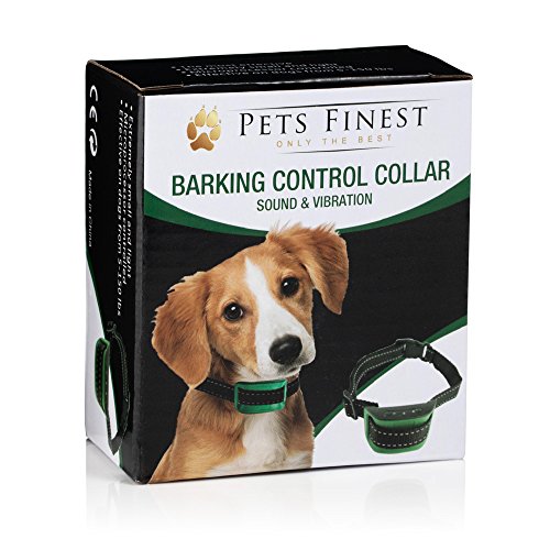 Anti Bark Dog Collar by Pets Finest - Sound & Vibration Anti Bark Dog Collar