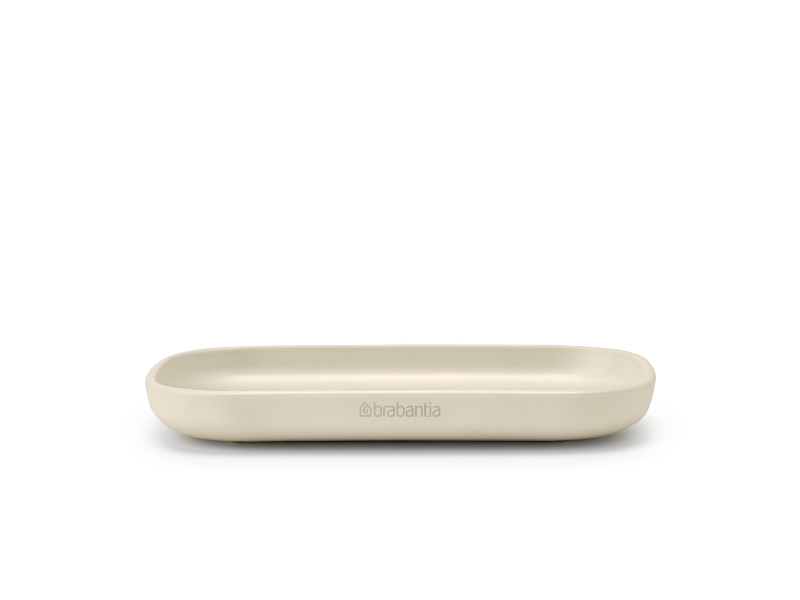 Brabantia - ReNew Soap Dish - Soap Holder with Soft Non-Slip Base - Ribs Keep the Soap High & Dry - Non-Scratching - Corrosion Resistant - Bathroom Accessory - Soft Beige - 13.5 x 8 cm