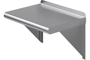 AmGood 12 in. x 16 in. Stainless Steel Wall Shelf | NSF Certified | Appliance & Equipment Metal Shelving | Kitchen, Restaurant, Garage, Laundry, Utility Room