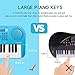 TWFRIC Kids Piano Keyboard, 37 Keys LCD Screen Display Dual-Speakers Piano for Kids 2018 Newest Piano Keyboards Music Educational Toy for 3-8 Years Boys Girls Child, Xmas Gift (Blue) 