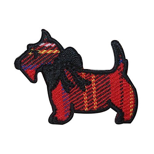 ID #2845A Plaid Terrier Scottie Dog Puppy Iron On Applique Patch