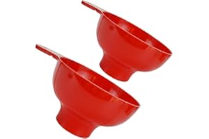UPKOCH 2pcs Red Plastic Wide Mouth Kitchen Funnels with Strainer for Filling Bottles and Mason Jars, Large