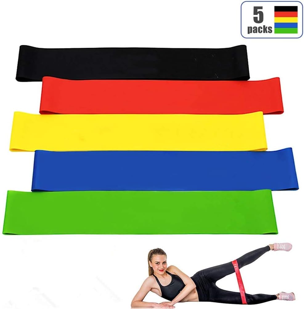 Eholder Resistance Bands Set Women Men, Set of 5 Natural Latex Mini Loop Gym Stretch Fitness Exercise Bands Resistance for Legs and Glutes Thigh Home Gym Workout and Physical Therapy Yoga Training