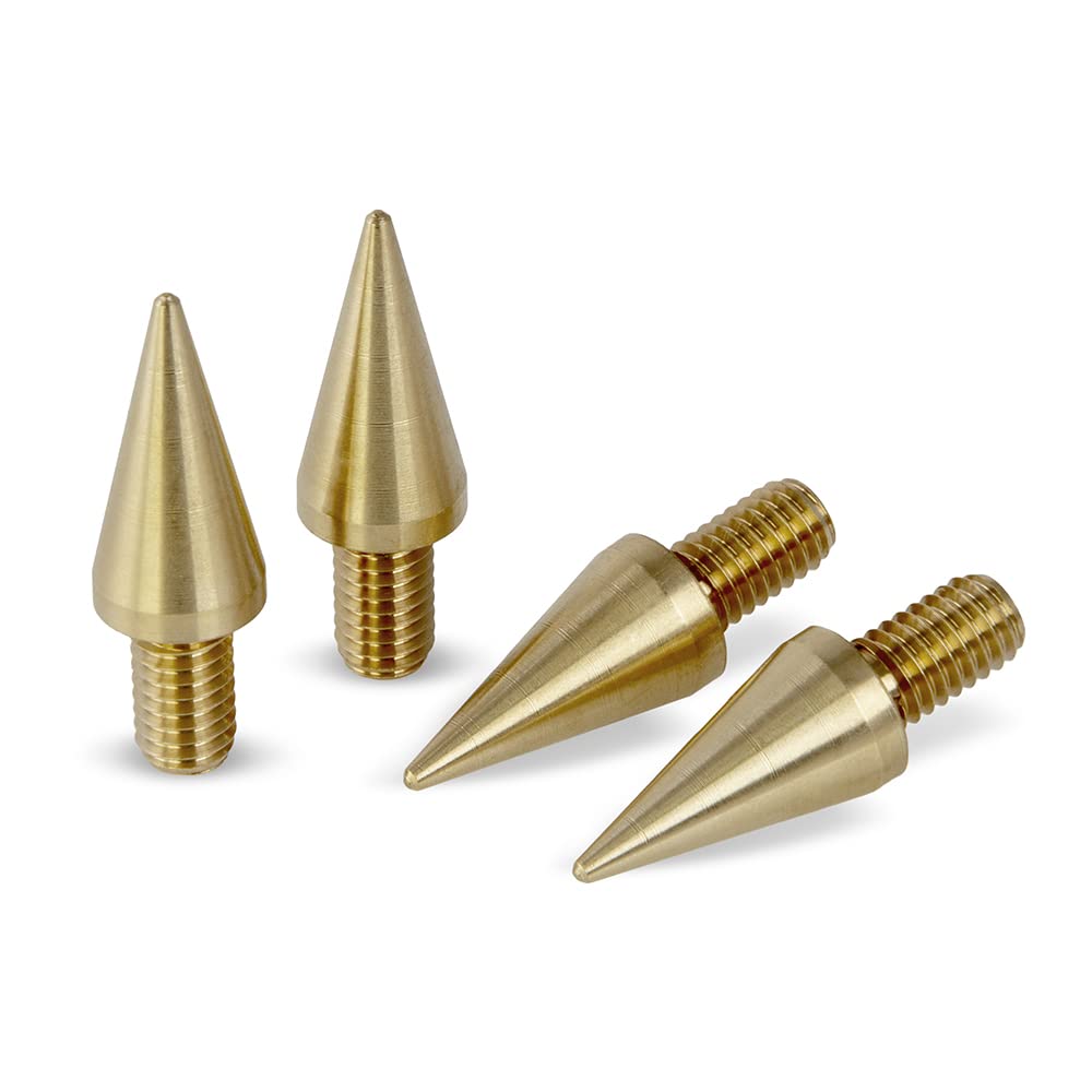PrecisionGeek – M8 Speaker Spikes Ø10 mm, 20 mm Long, Solid Brass, CNC Machined Vibration Dampers for HiFi Speakers, Subwoofers, Cabinets, Stands and Soundbars – Set of 4 Spikes