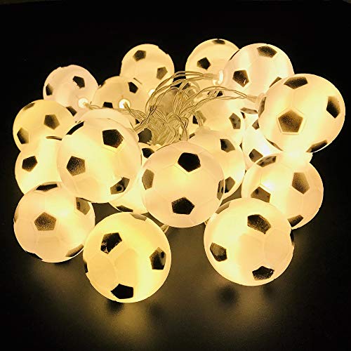Cirkooh 3 M / 9.8 Ft 20 Lights Battery Powered Football Soccer Shape LED String Lights for Indoor/Outdoor Halloween Christmas Thanksgiving Home Party Children Kids Bedroom Decoration (Warm White)