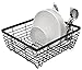 TQVAI Medium Dish Drying Rack Kitchen Dish Drainer with Silverware Storage, Black