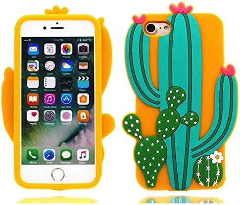 iphone 8 Plus Cartoon Silicone Case,3D Cactus Unique Plants Design Phone Bag Soft Rubber Cover for Apple iphone 6s Plus 5.5 inch