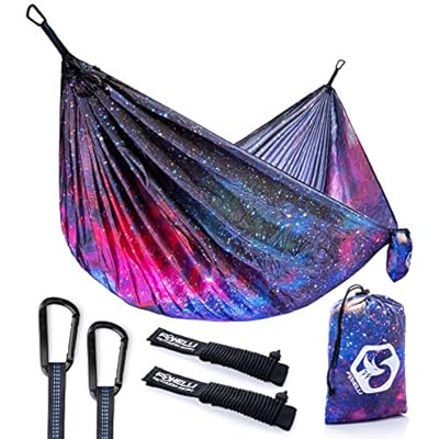 Foxelli Camping Hammock – Lightweight Parachute Nylon Portable Hammock with Tree Ropes and Carabiners, Perfect for… 512xb2nujOL