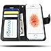 Amovo Case for iPhone SE [2 in 1], iPhone SE Wallet Case [Detachable Wallet Folio] [Premium Vegan Leather] iPhone SE 5 5S Leather Case with Wrist Strap Gift Box Package (Black)