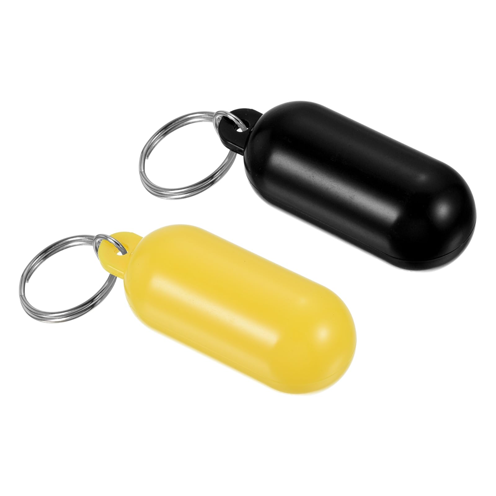 PATIKIL Floating Keychain, 2 Pack Plastic Key Float Surfing Fishing Marine Sailing Key Holder Buoyant Keyrings for Boating Kayaking Water Sports, Black, Yellow