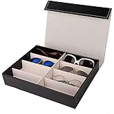 Pongnas 8 Grids Sunglass Jewelry Storage Organizer for Rings Earring, Glasses Box Organizer Leather Eyeglasses Collector Display Case Storage Box