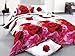 BEDnLINENS 2 Piece Set Red Rose 3D Comforter Set (Y03) (Twin)
