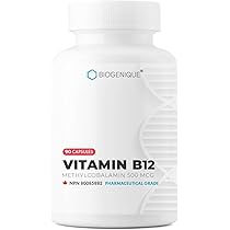 Biogenique Vitamin B12 - as Methylcobalamin Supports Energy Metabolism,  Nervous System Health, Blood Cell Function and Methylation
