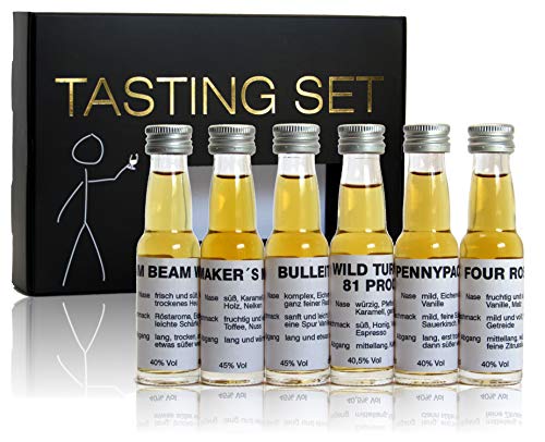 Bourbon-Whisky Einsteiger Tasting Set Bourbon aus den inklusive mundgeblasenes Tasting-Glas