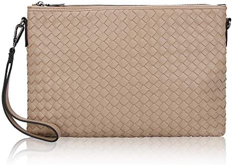 Olyphy Designer Woven pattern Clutch Crossbody for Women,Dual-purpose Envelope Purse Wristlet Handbag