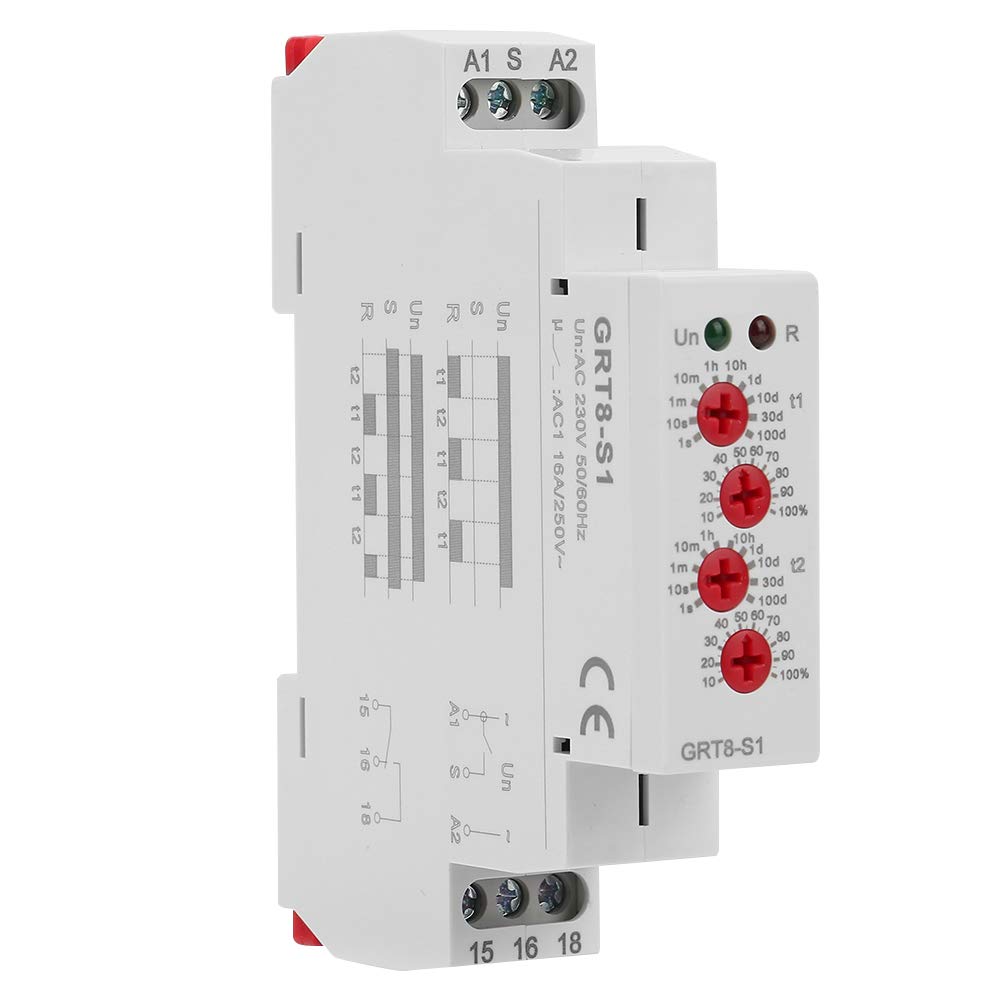 Cycle Timer Relay 35mm DIN Rail Electronic Time Switch (0.1s-100days)