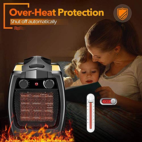 Portable Ceramic Heater Safe Space Heater, 1500W Electric Space Heater, Fan Heater, Fast