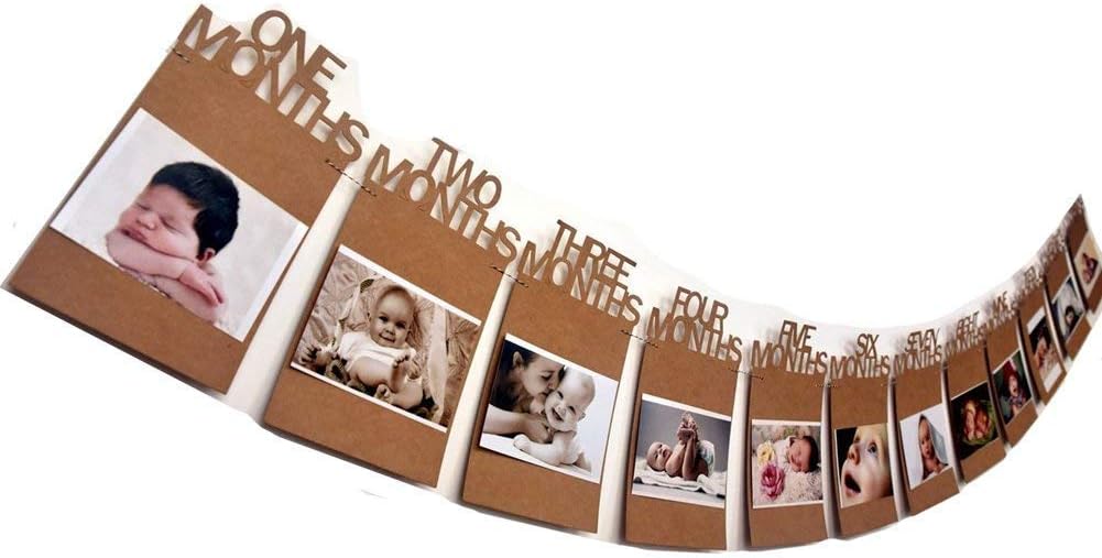 1st Birthday Banner for 12 Month Photo Bunting, Baby Growth Picture Recording Card Garlands, First Birthday Decoration