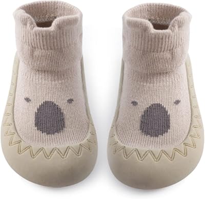 Exemaba Toddler Socks Shoes Khaki Raccoon 12-18M Non Slip