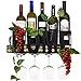 Gift Boutique Home Metal Wall Mounted Wine Rack and Glass Holder with Cork Storage Decorative Kitchen Hanging Bottle Glasses Shelf Stemware for Living Room Decor