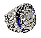 Decade Awards 2018 Silver Fantasy Football Champion Ring | Style B | Heavy FFL League Champ Ring with Stand