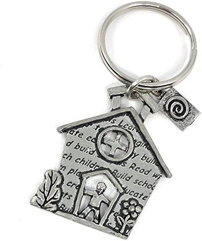 School House Classroom Teacher Appreciation Student Gift Lead Free Pewter Key Ring