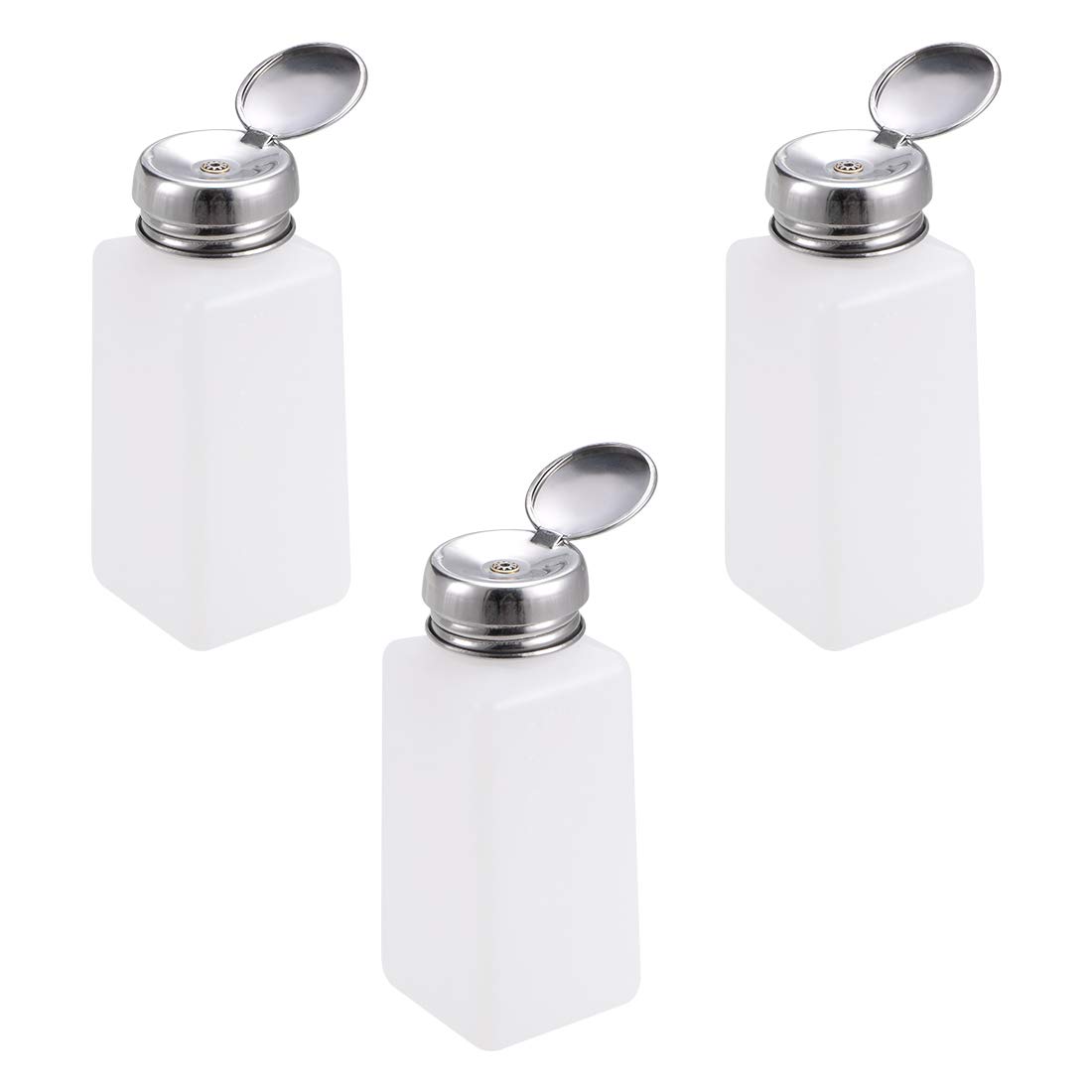 sourcing map Alcohol Liquid Press Pumping Dispenser 250ML Nail Polish Remover Empty Bottle 3 Pack