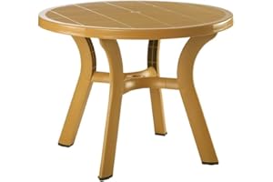 COMPAMIA Truva Resin Round Dining Table 42 Inch (Teak Brown) (29"H x 42"W x 42"D)