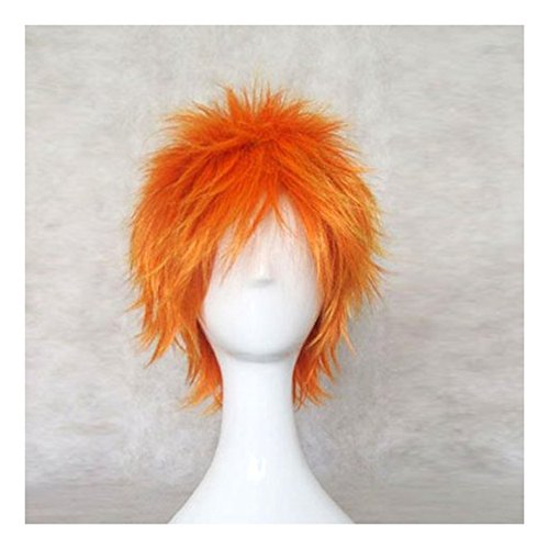 COSPLAZA Short Spiky Orange Cosplay Wig Party Hair Heat Resistant Synthetic Wigs