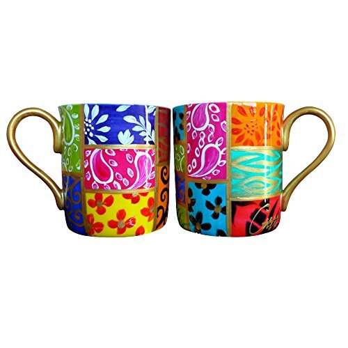 'Christmas Lights' hand painted design on bone china mug; present idea a luxury, gift boxed, Single, fine bone China Mug in exquisite hand painted design 'Mosaic'. Luxury Gift Box