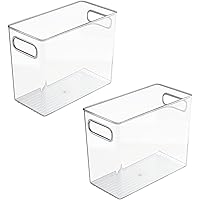 mDesign Plastic Tall Food Storage Organization Container Bin with Handles for Kitchen, Pantry, Cabinet, Fridge/Freezer, Count